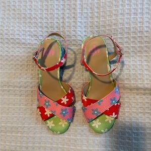 Gianni Bini Red and Green Floral Sandals